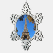 Eiffeltoren van Parijs in Frankrijk Tin Sneeuwvlok Ornament (Rechts)