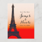 Eiffeltoren van Parijs oranje zonsondergang Save t Aankondigingskaart (Voorkant)