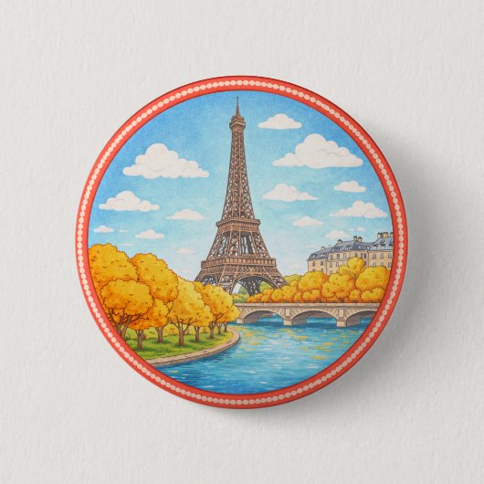 Eiffeltoren van Parijs Ronde Button 5,7 Cm (Voorkant)
