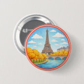 Eiffeltoren van Parijs Ronde Button 5,7 Cm (Voorkant /achterkant)