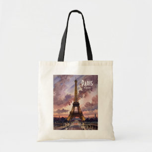 Eiffeltoren van Parijs schemering waterverf aangep Tote Bag
