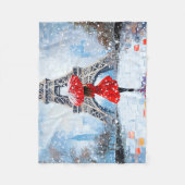 Eiffeltoren van Parijs Winterromantiek Rode Parapl Fleece Deken (Voorkant)
