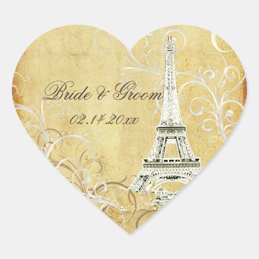 EIFFELTOREN/VANILLE WERVELINGEN HART STICKER (Voorkant)