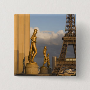 Eiffeltoren vanuit het Palais de Chaillot, Parijs, Vierkante Button 5,1 Cm
