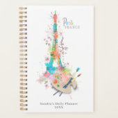 Eiffeltoren Verf Splatter Print Dagelijkse Planner (Voorkant)