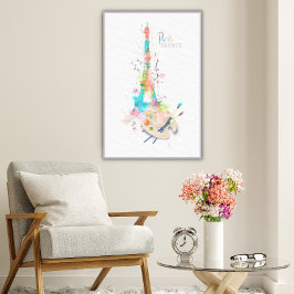Eiffeltoren Verf Splatter Print op Canvas Art