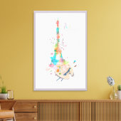 Eiffeltoren Verf Splatter Print op Canvas Art (Insitu (Woonkamer))