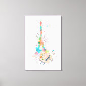 Eiffeltoren Verf Splatter Print op Canvas Art (Voorkant)