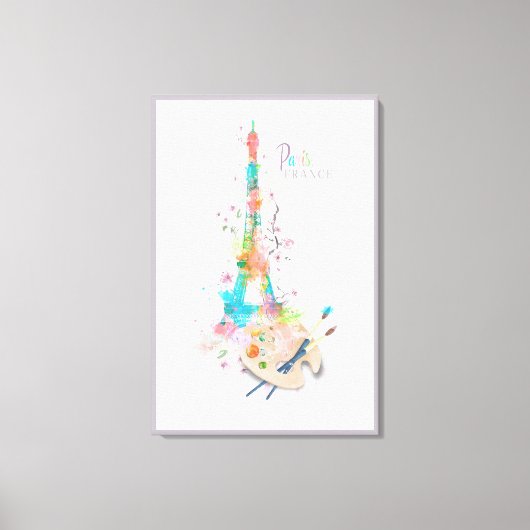 Eiffeltoren Verf Splatter Print op Canvas Art (Voorkant)