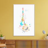 Eiffeltoren Verf Splatter Print op Canvas Art (Insitu (Woonkamer))