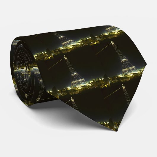 Eiffeltoren verlicht op het briefje van Parijs van Stropdas (Opgerold)