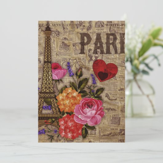 Eiffeltoren Vintage Frans Feestdagenkaart (Staand voorkant)