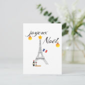 Eiffeltoren Vlag van Frankrijk Joyeux Noel Feestdagenkaart (Staand voorkant)