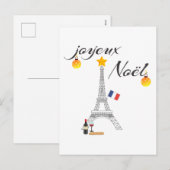 Eiffeltoren Vlag van Frankrijk Joyeux Noel Feestdagenkaart (Voorkant / Achterkant)