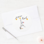Eiffeltoren Vlag van Frankrijk Joyeux Noel Ronde Sticker (Envelop)