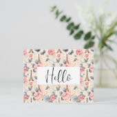 Eiffeltoren vlinder en Roos Hallo patroon Briefkaart (Staand voorkant)