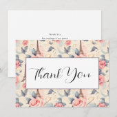 Eiffeltoren vlinder en Rozen Bedankkaart (Voorkant / Achterkant)