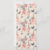 Eiffeltoren vlinder en Rozen bruiloft menu Kaart (Achterkant)