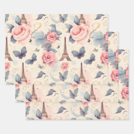 Eiffeltoren vlinder en Rozen Inpakpapier Vel