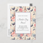 Eiffeltoren Vlinder en Rozen Moederdag Briefkaart (Voorkant / Achterkant)