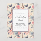 Eiffeltoren Vlinder en Rozen Moederdag Briefkaart (Voorkant)