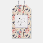 Eiffeltoren Vlinder en Rozen Moederdag Cadeaulabel (Achterkant)
