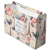 Eiffeltoren Vlinder en Rozen Moederdag Groot Cadeauzakje (Voorkant Gekanteld)