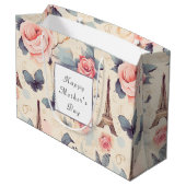 Eiffeltoren Vlinder en Rozen Moederdag Groot Cadeauzakje (Achterkant Gekanteld)