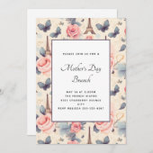 Eiffeltoren Vlinder en Rozen Moederdag Kaart (Voorkant / Achterkant)