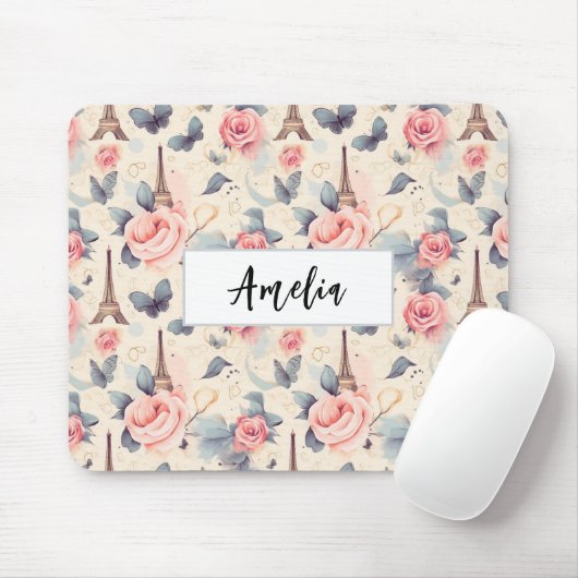 Eiffeltoren vlinder en Rozen Muismat (Met muis)