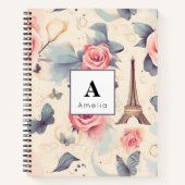 Eiffeltoren vlinder en Rozen Notitieboek (Voorkant)