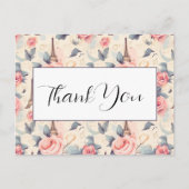 Eiffeltoren vlinder en Rozen Patroon Dank u Briefkaart (Voorkant)