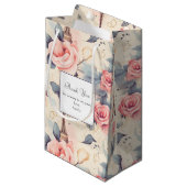 Eiffeltoren vlinder en Rozen Patroon Dank u Klein Cadeauzakje (Voorkant Gekanteld)