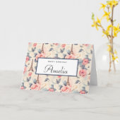 Eiffeltoren Vlinder en Rozen Patroon Verjaardag Kaart (Gele Bloem)