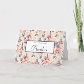 Eiffeltoren Vlinder en Rozen Patroon Verjaardag Kaart (Voorkant)