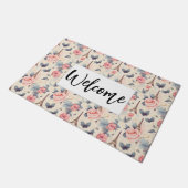 Eiffeltoren Vlinder en Rozen Patroon Welkom Deurmat (Schuin)