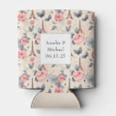 Eiffeltoren vlinder en Rozen patroonbruiloft Blikjeskoeler (Achterkant)