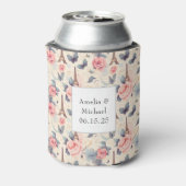 Eiffeltoren vlinder en Rozen patroonbruiloft Blikjeskoeler (Blikje Achterkant)