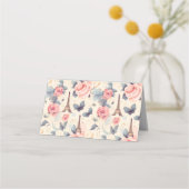 Eiffeltoren vlinder en Rozen patroonbruiloft Plaatskaartje (Achterkant)