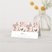 Eiffeltoren vlinder en Rozen patroonbruiloft Plaatskaartje (Voorkant)