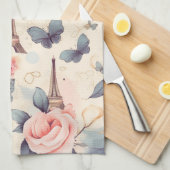 Eiffeltoren vlinder en Rozen Theedoek (Quarter Fold)