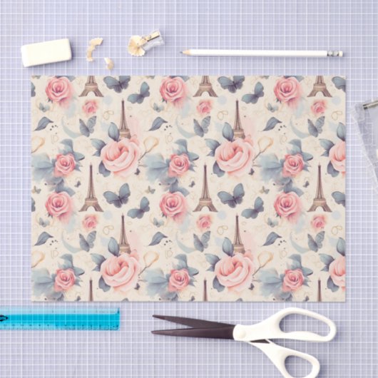 Eiffeltoren vlinder en Rozen Tissuepapier (Craft)