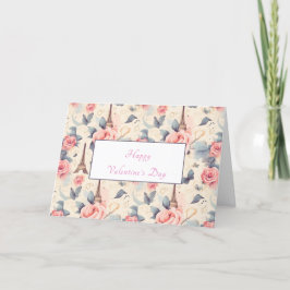 Eiffeltoren vlinder en Rozen Valentijnsdag Feestdagen Kaart