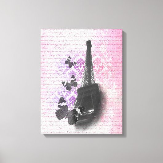 Eiffeltoren & vlinders canvas afdruk (Voorkant)