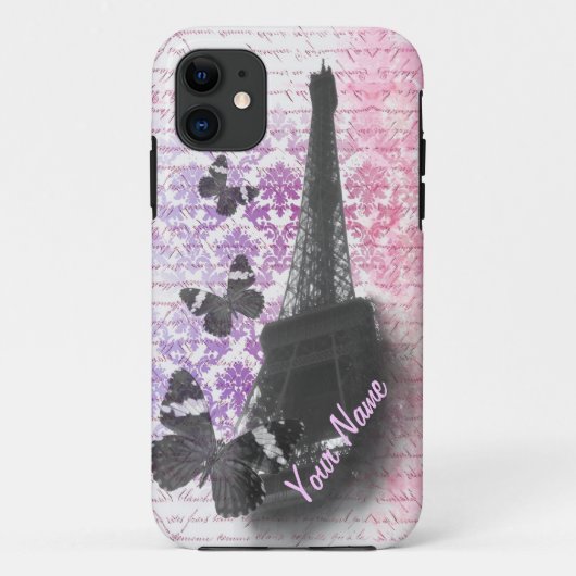 Eiffeltoren & vlinders Case-Mate iPhone case (Achterkant)