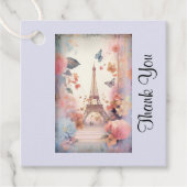 Eiffeltoren Vlinders en bloemen Dank u Bedankjes Labels (Voorkant)