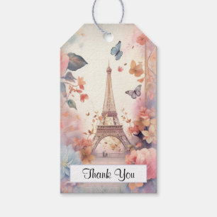 Eiffeltoren Vlinders en bloemen Dank u Cadeaulabel