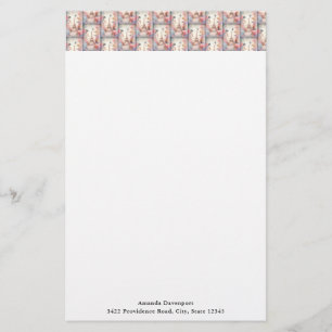 Eiffeltoren Vlinders en Bloemen Patroon Briefpapier