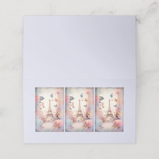 Eiffeltoren Vlinders en bloemen Plaatskaartje (Buitenkant ongevouwen)