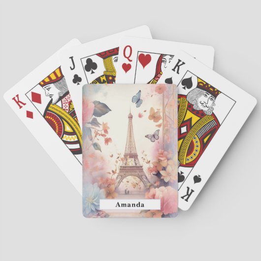 Eiffeltoren Vlinders en Bloemen Pokerkaarten (Achterkant)